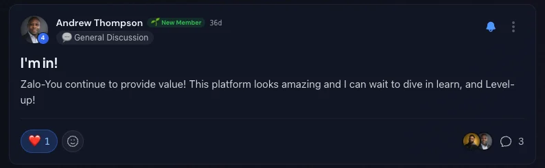 Andrew Thompson: I'm in! The platform looks amazing — can't wait to level up.